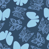 Background with branches, flowers and butterflies