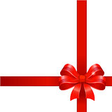 Red gift bow with ribbons. Vector.