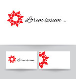 Logo Floral design of monogram with business card template. Vector illustration.