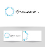 Logo design element with business card template. Floral monogram design template for company. Vector illustration.