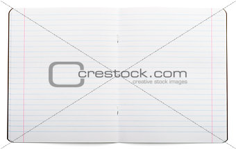 Open notebook on white