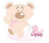 Cute Teddy Bear with a toy horse