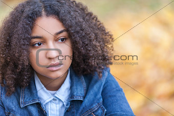 Sad Mixed Race African American Teenager Woman 