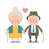 Happy Old Couple Holding Hands