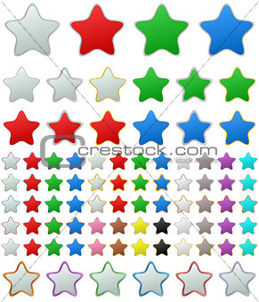 Color metallic rounded star button set