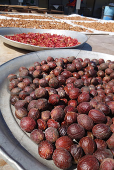 Dried nutmeg seeds