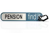 Pension word on the blue find it banner