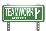 Teamwork green sign board isolated