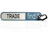 Trade word on the blue find it banner