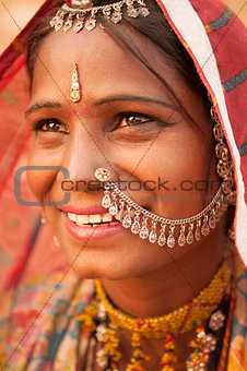 Traditional Indian female smiling
