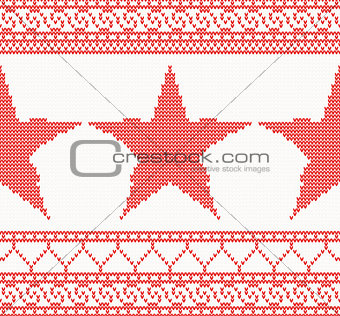 Christmas Knitted background with star. 