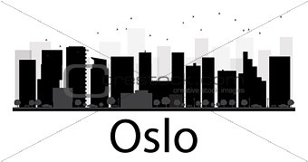 Oslo City skyline black and white silhouette