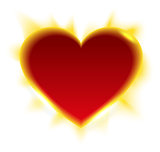 Fiery heart. Heart shape of sun