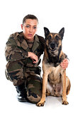 woman soldier and malinois