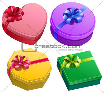 Set gift box with ribbon and bow