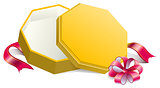 Gift yellow open box tied with bow