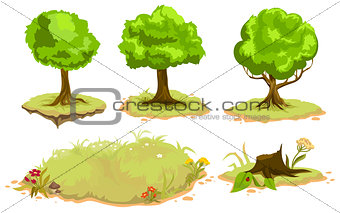 Set of deciduous trees