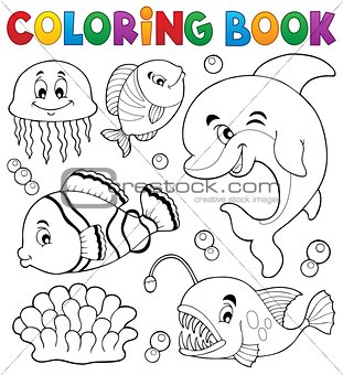 Coloring book ocean fauna topic 1