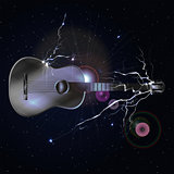 guitar in space with lightning
