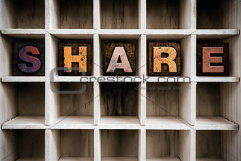 Share Concept Wooden Letterpress Type in Drawer