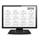 Computer with 2016 Calendar