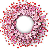 Red hearts round frame