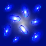 glowing cylinders on a blue background