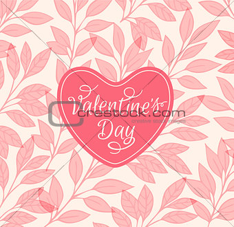 Pink floral background with heart 