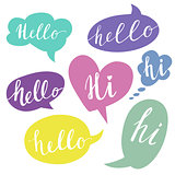 Speech bubbles with Hello word. Hand drawn vector
