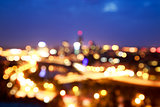City Lights at Night. Blurred Photo with Bokeh.