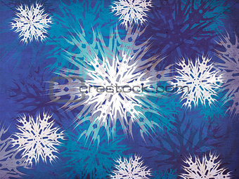 Vintage snowflakes blue background