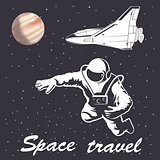 astronaut illustration to space travel vector emblem