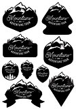 set vector stylish retro badge templates with mountains and forests
