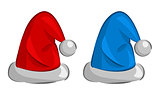 Vector illustration of two Santa Claus hats 
