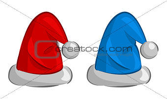 Vector illustration of two Santa Claus hats 