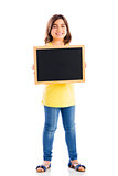 Girl holding a chalkboard