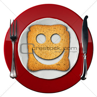 Happy Breakfast Concept - Smiling Rusk
