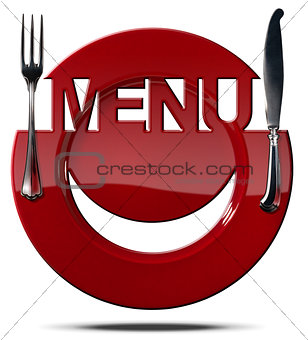 Happy Smiley Face on Red Plate Menu
