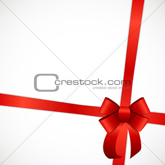Gift Card with Red Ribbon and Bow. Vector illustration