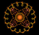 Abstract fractal fantasy yellow rounded  pattern and shapes.