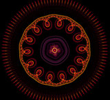 Abstract fractal fantasy red with yellow  pattern and shapes.