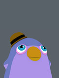 funny cartoon penguin bird with a hat