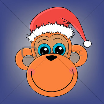 monkey head in a Christmas hat