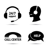 Call center service icons set