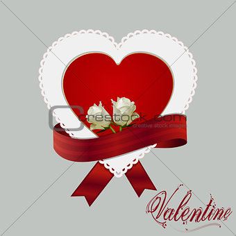 Heart card ribbon and roses