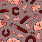 Seamless pattern with sausages