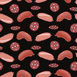Seamless pattern with sausages