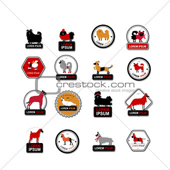 Set of labels with dogs for your design