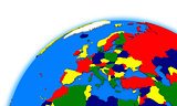 Europe on globe political map