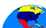 north America on globe political map